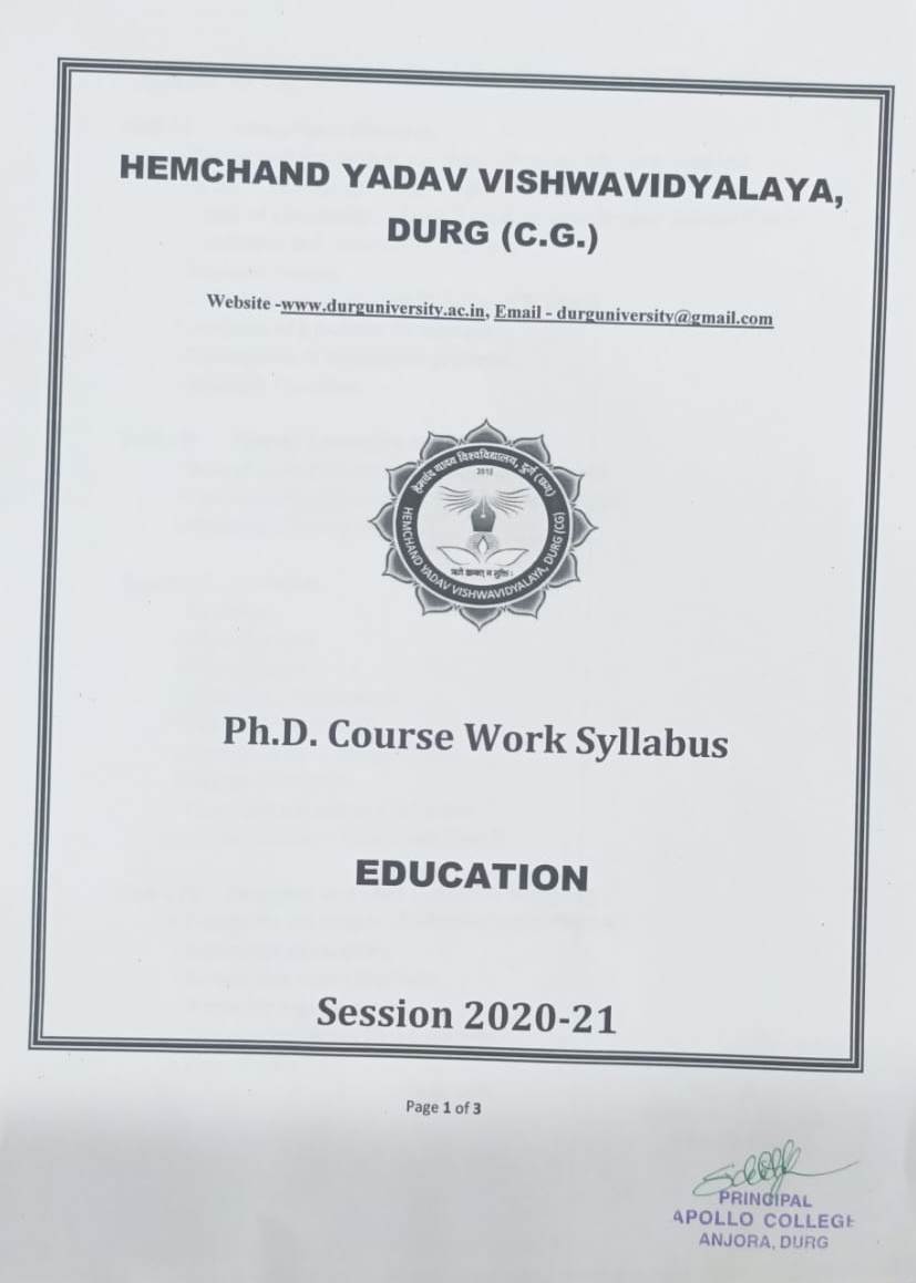 Ph.D. Course Work Syllabus